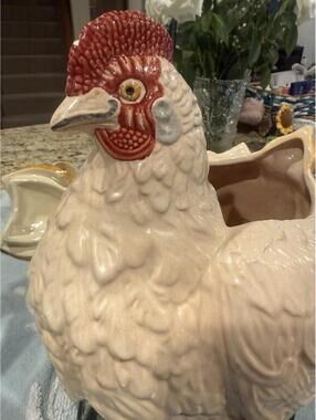 Vintage Bordallo Pinheiro Chicken Tureen With Ladle
